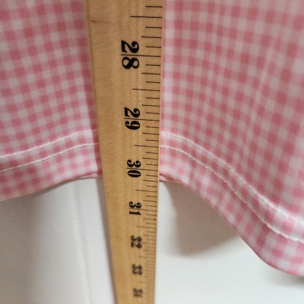 Collars & Co. Polo Shirt Mens Large Pink Dress Collar Gingham Golf Polyester - Picture 6 of 9